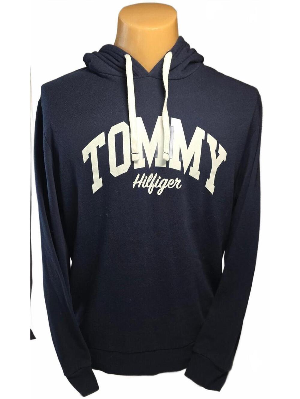 Unisex Tommy Hilfiger Navy Blue Pullover Hoodie Sweatshirt L